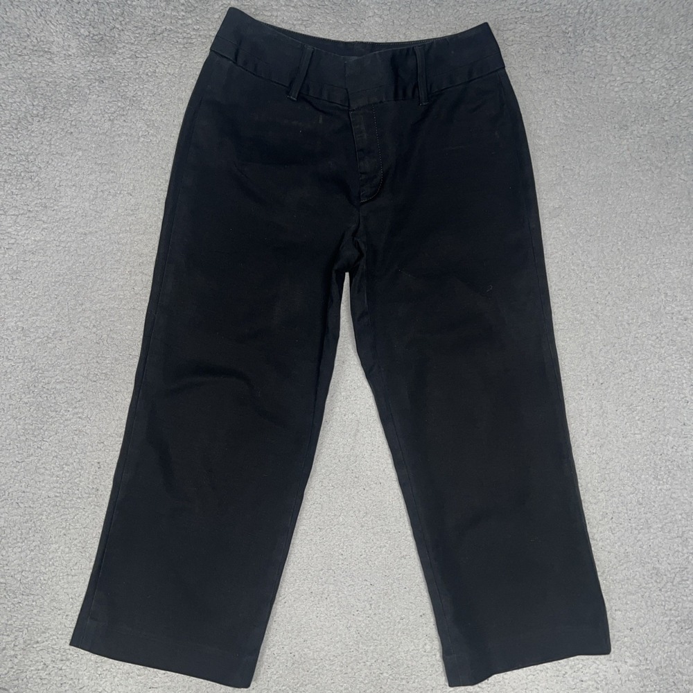 VTG Banana Republic Pants Womens Sz 8 (27x23.5) Black Stretch Capri Trousers Y2K
